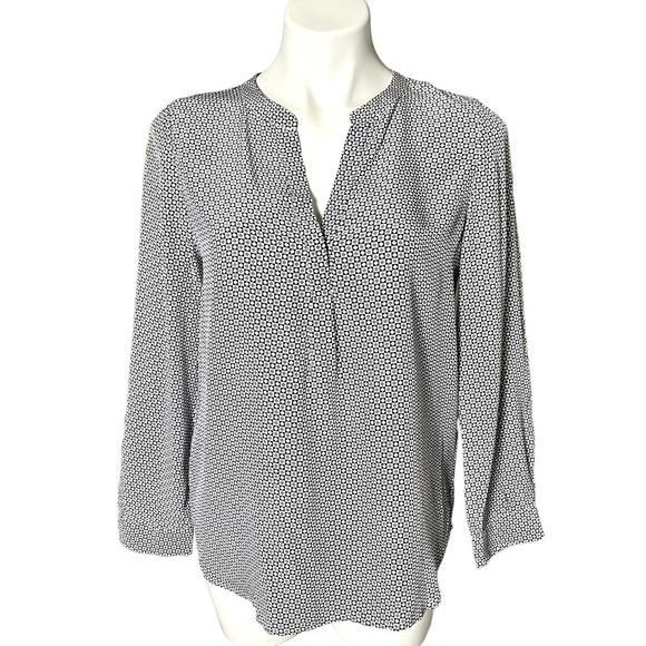 Joie Silk Diamond Print Blouse Size Small Black/Gray/White - Picture 1 of 4